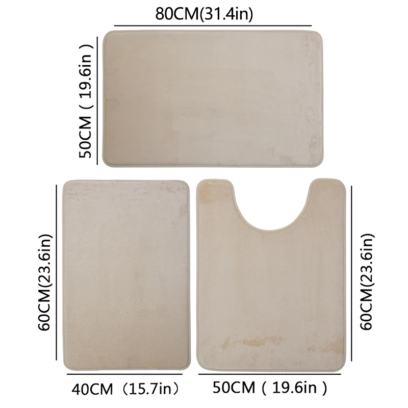 NONE Dreiteilige Toilette, Bade-Bodenmatte, Duschmatte, saugfähige Badematte, rutschfester Teppich, weich und bequem, Waschküche. 7
