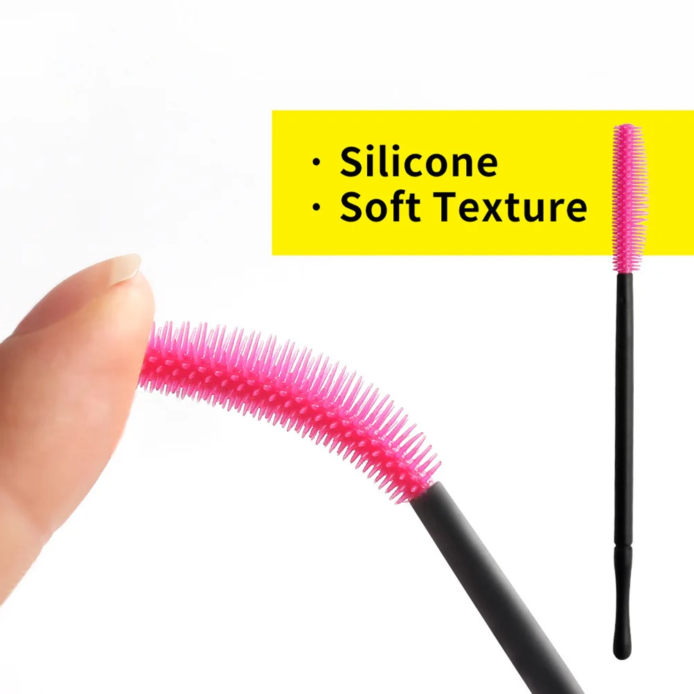 50 Uds varitas desechables juego de cepillos de pestañas peine de silicona para cejas máscara desechable para mujeres herramienta de maquillaje rosa rojo