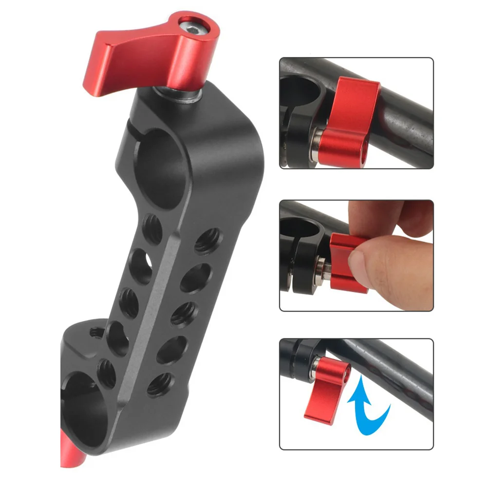ABGN  Dual 15mm Rod Clamp Railblock with 1/4 Holes for DSLR Camera Rod Shoulder Support for Follow Focus, A