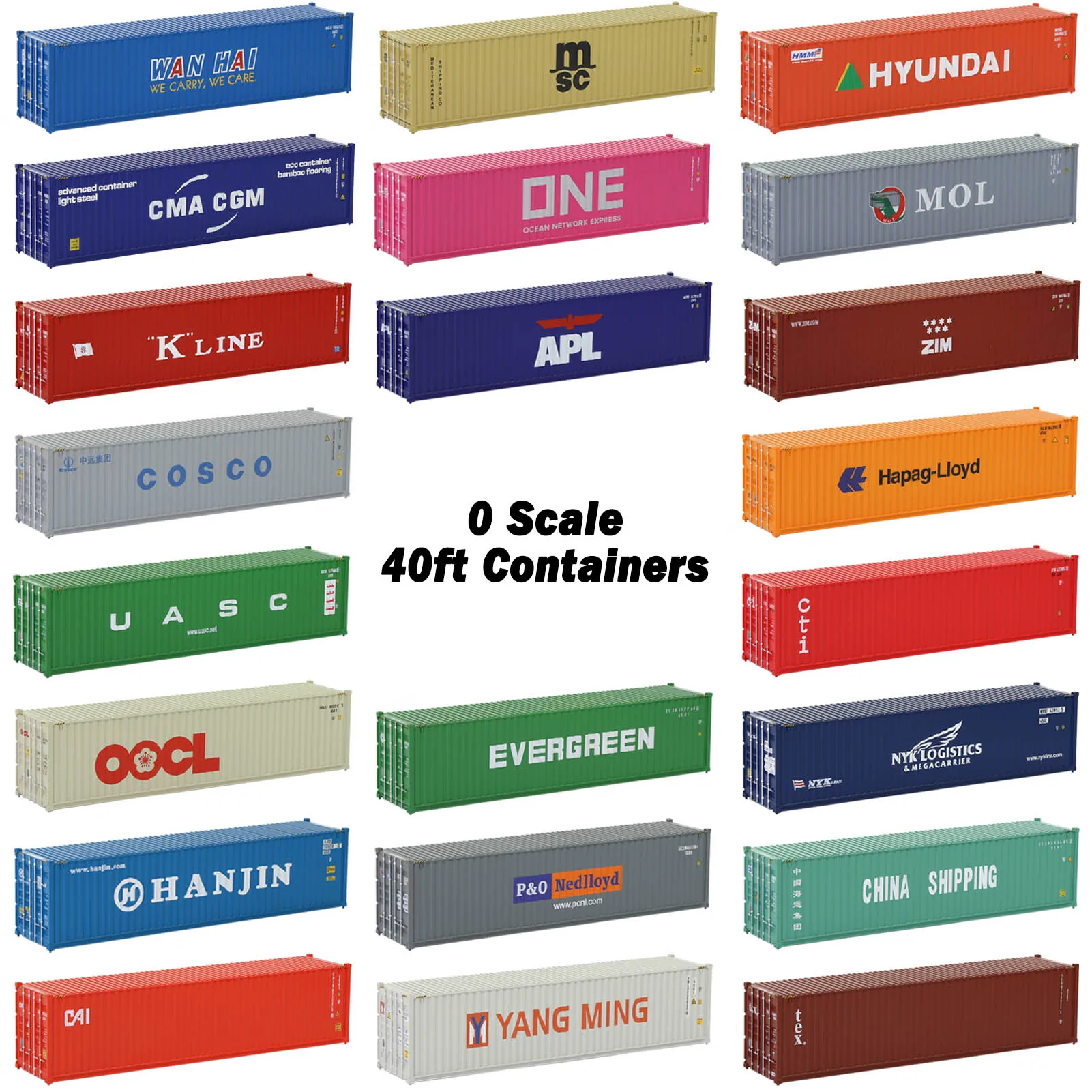 Evemodel 1pc O Scale 40' Shipping Container Model Trains 1:48 40ft Container Cargo Box C4340