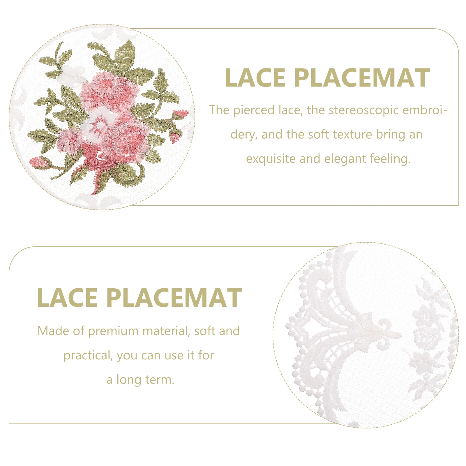 2pcs Lace Place Mats Soft Table Mat Home Decor Coasters Cup Mats Holiday Photo Props Embroidery Accessory For Mother'S