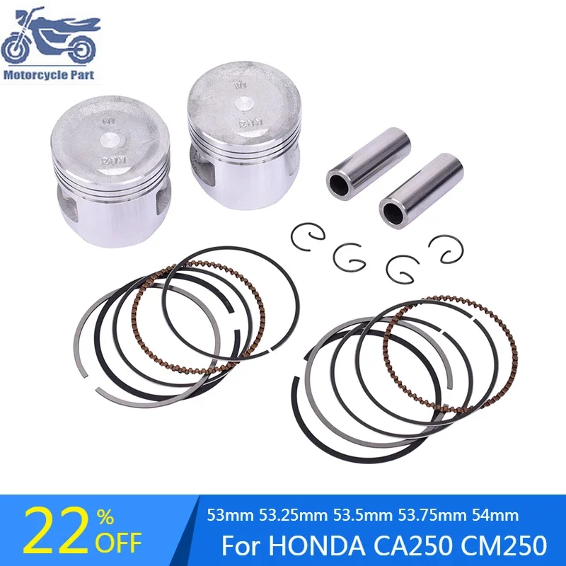 

2pcs/set 53 53.25 53.5 53.75 54 STD ~ +100 Motorcycle Piston Rings Kit For HONDA CB 250 CB250 CMX250C CMX250X 2A 3AC 2015-2016