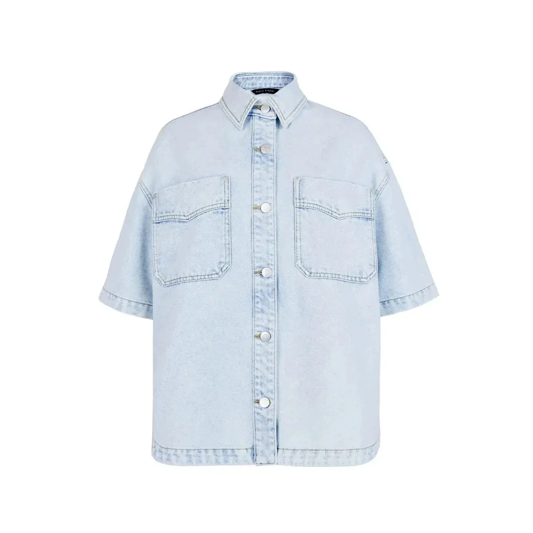 Denim Shirt Women Vintage Washed Shirts Turn Down Collar Half Sleeve Tops Y2k Streetwear Elegant Work Cassual Loose 2026 Autumn