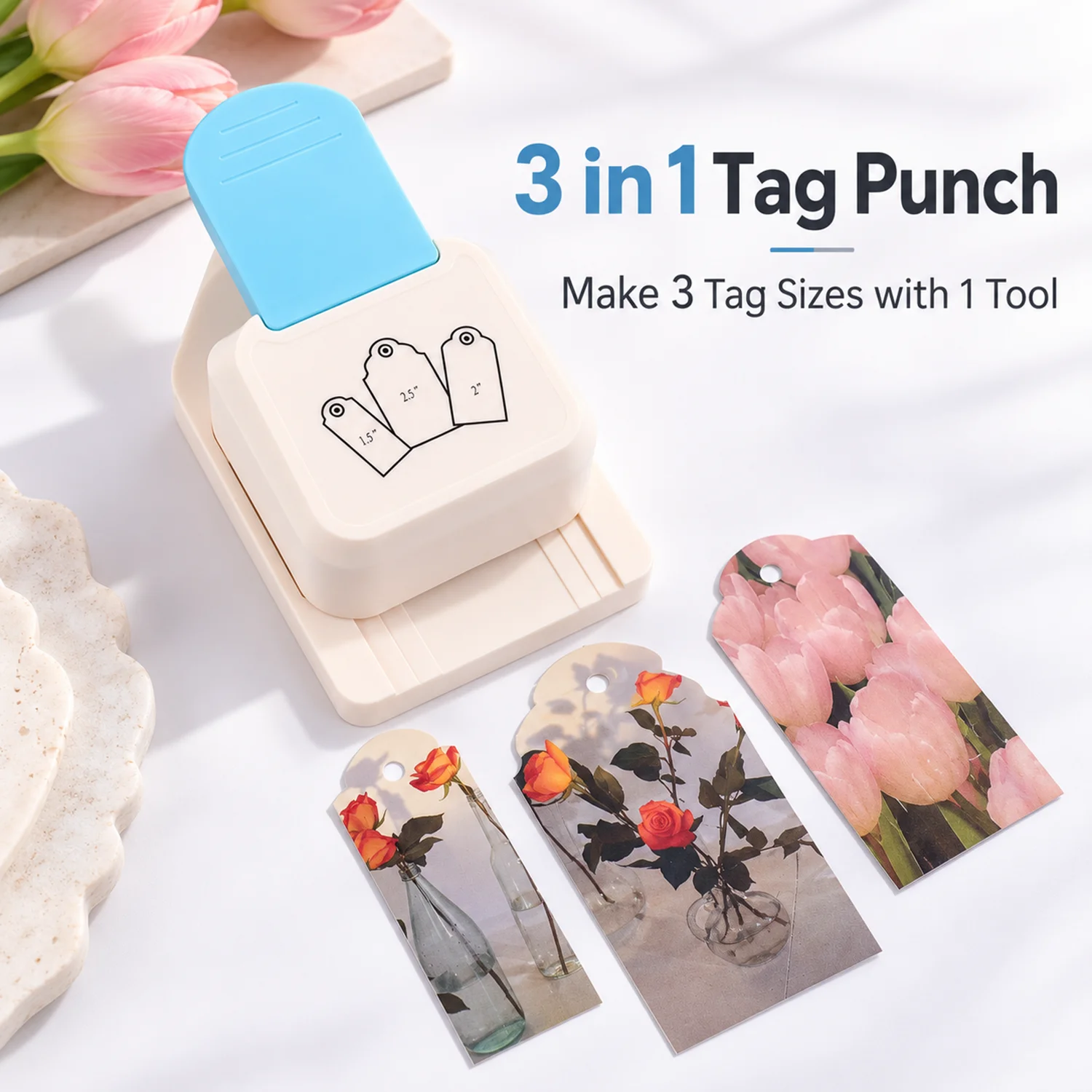 3-in-1 Label Punch, Three Widths Available, Portable Tag Punching Tool, Suitable For Gift Tags And Diy Gift Packaging Decoration