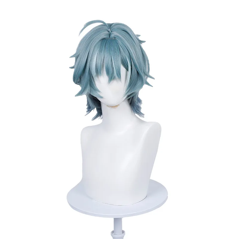 Freminet Genshin Impact Cosplay Wig Blue Gradient Short Layered Hair Heat Resistant Synthetic Wig For Cos Event
