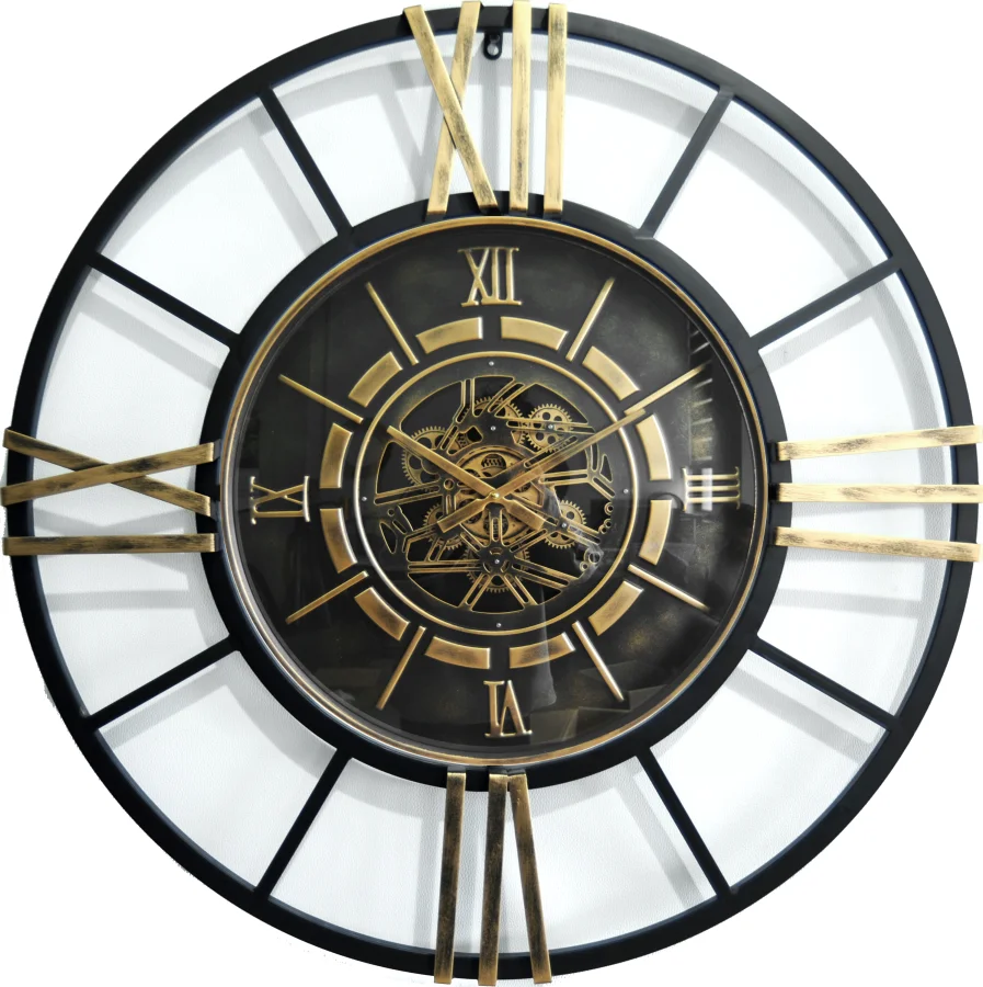 19.5 Inch Vintage Hanging Clock Classical Gear Clock Retro Metal Clock Rustic Style For Living Room Hotel Restaurant Decor