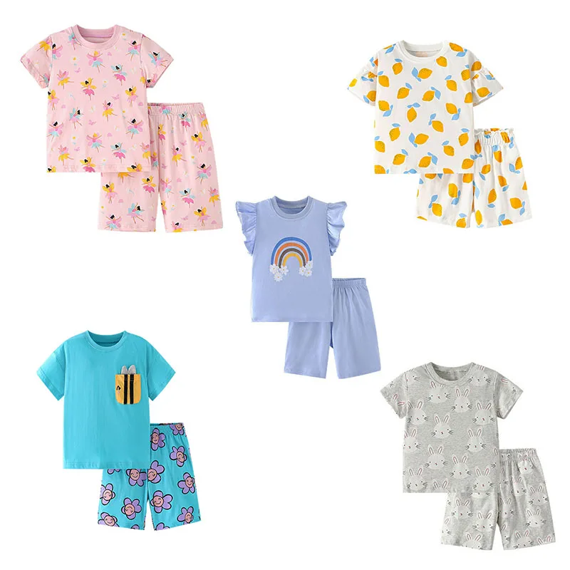 

2-8T Short Sleeve Tops + Shorts 2 Pcs Suits New Arrival Kids Outfits For Summer Girls Clothing Sets Baby Fashion Suits