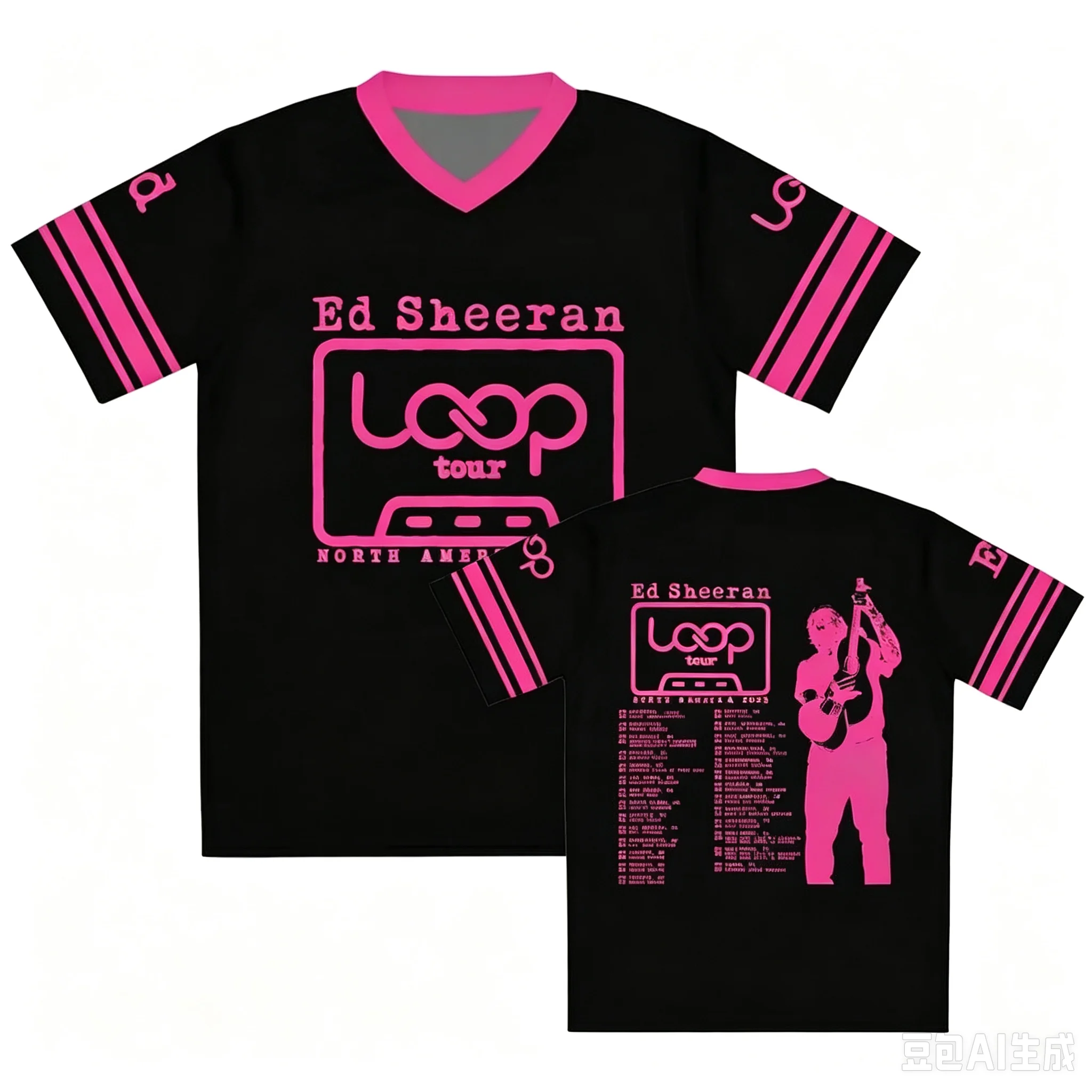 Loop Tour North America 2026 Jersey Ed Sheeran Singer Design 3D Print T-shirt V-neck Tees Summer Unisex Tops Family Kids Tees