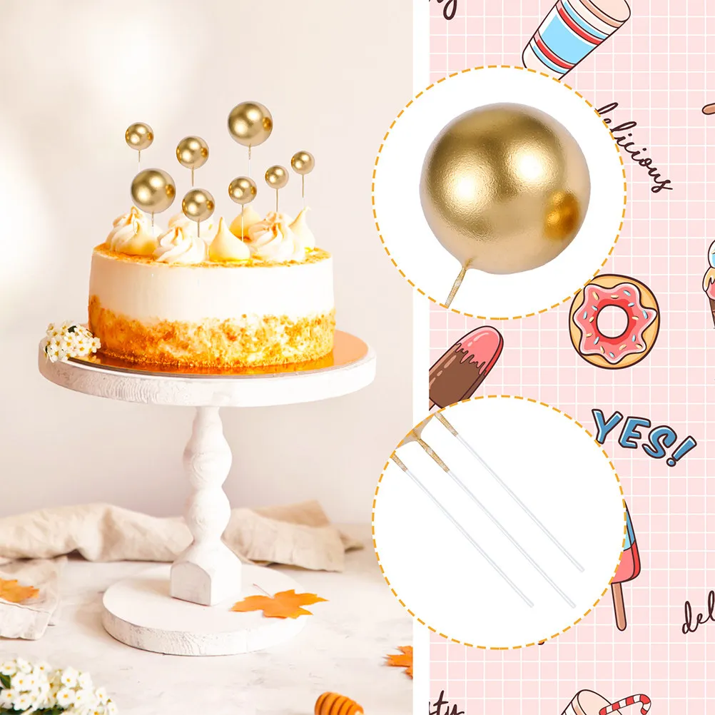 20Pcs Delicate Round Ball Cake Decoration Inserts Safe Edible-Grade Cake Topppers for Cupcake Ice Cream Fruit Cheese Photo Props