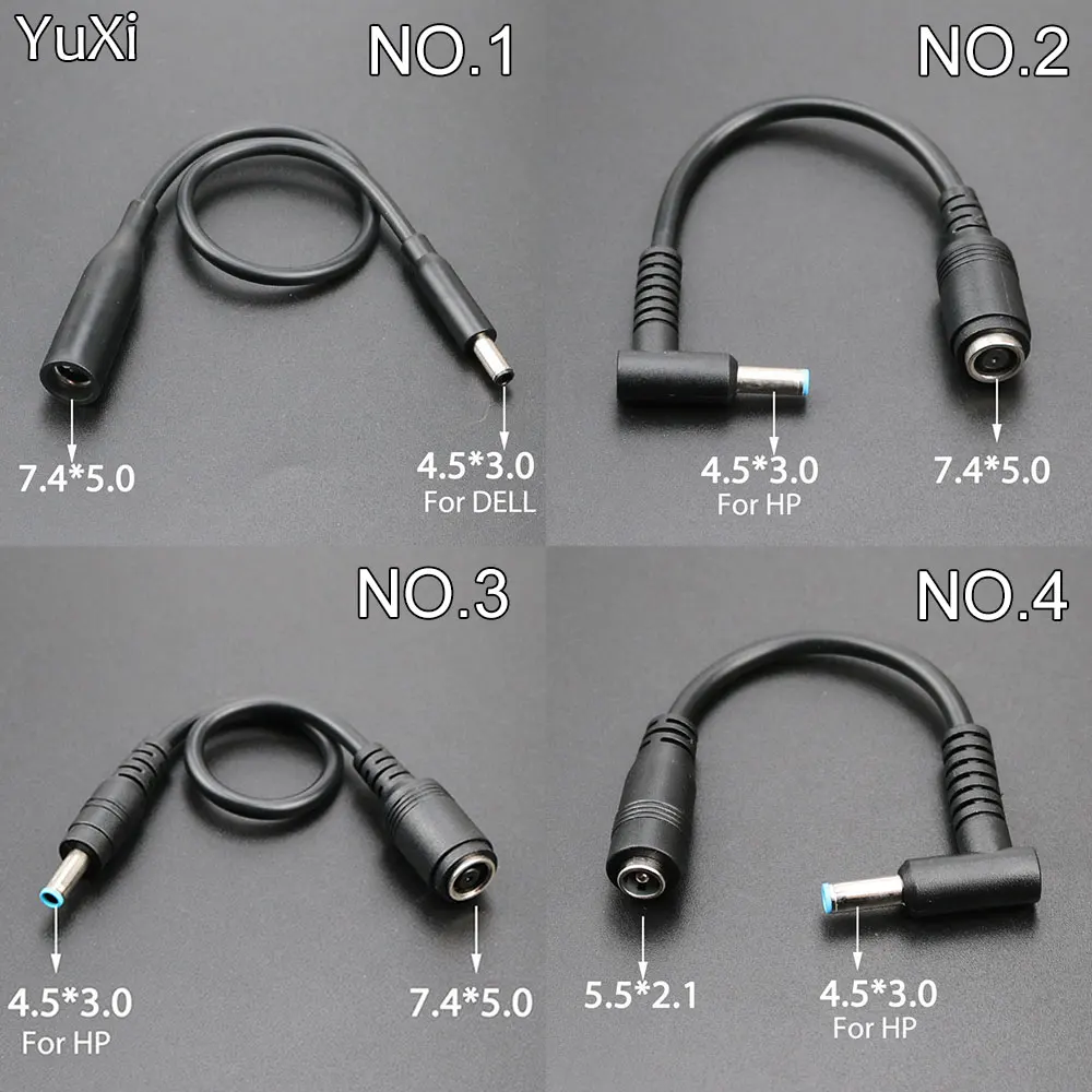 4.5 DC * 3.0 to7.4 * 5.0mm do 4.5*3.0mm wtyczka 5.5*2.1mm Adapter ładowarka DC złącze konwertera do HP Ultrabook Dell Laptop