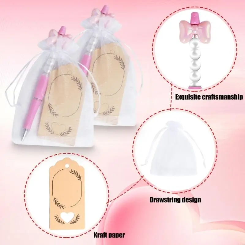 G5GA 12Pcs Beaded Gel Pen Set with Drawstring Bag and Hanging Label For Kids Students