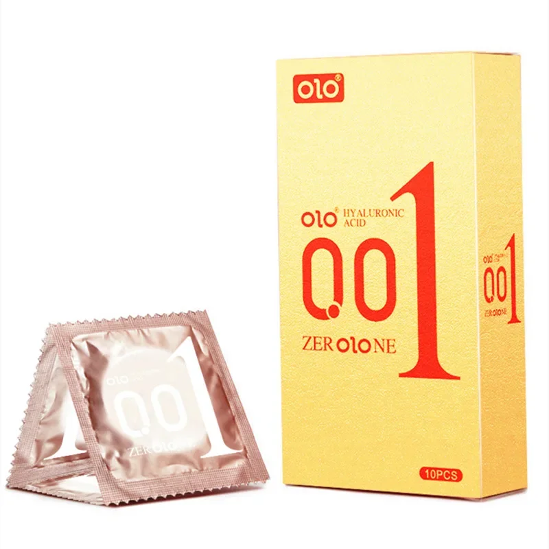 OLO 10pcs Hyaluronic Acid Condom 001 Ultra thin Large Particle Condom Adult Sexual Products Full Oil Smooth sex toys Condones