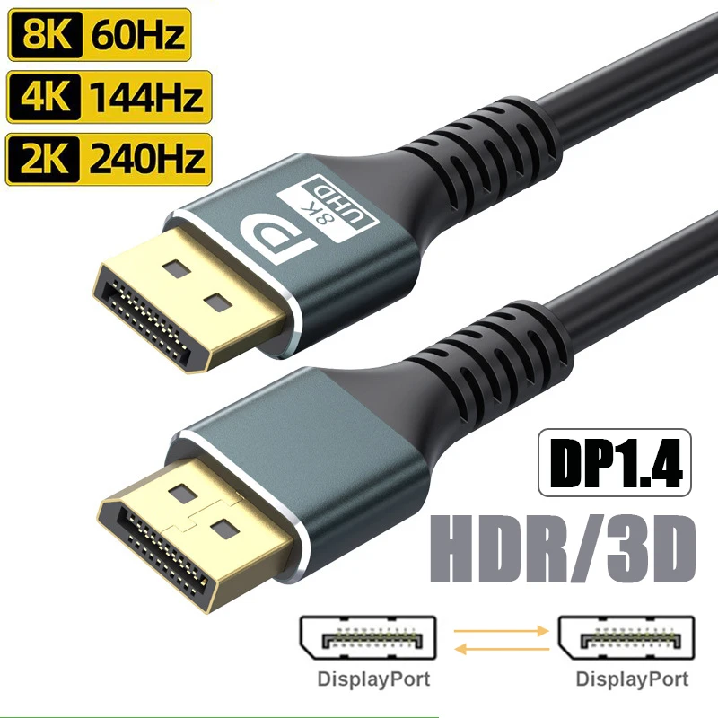 New Dp To Dp Cable 8K Hd Tv DP 1.4 Cable HDMI 48Gbps Transfer 4K 8K Audio Video  HDMI Cable for HDTV Projector Monitor 3D Visual