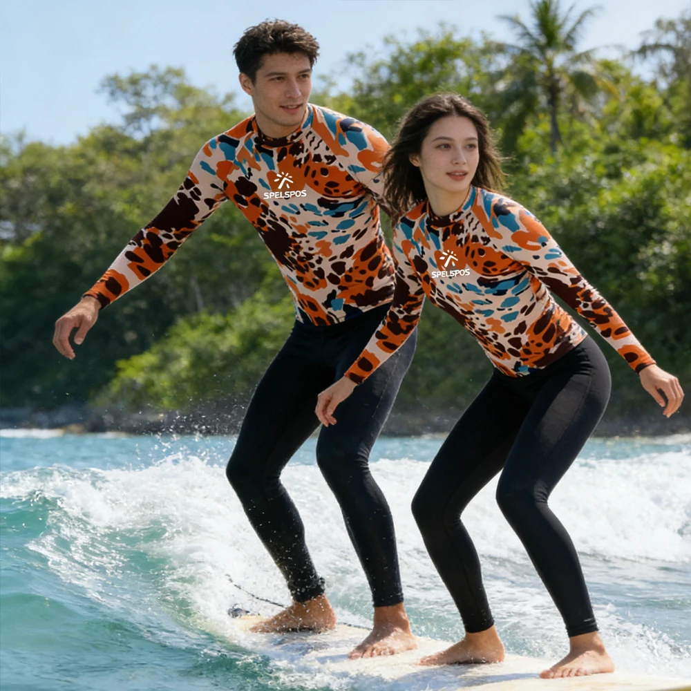 

Men and Women Surfing Clothing Long Sleeve Rash Guard Luxe Swim Beachwear UPF50+ Surf Clothes for Touring Fishing Water Sport