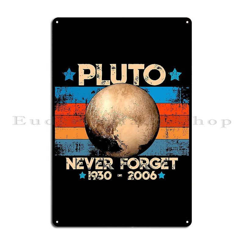 Vintage Never Forget Pluto Astronomy Space Science Metal Plaque Poster Customize Customize Printing Create Tin Sign Poster