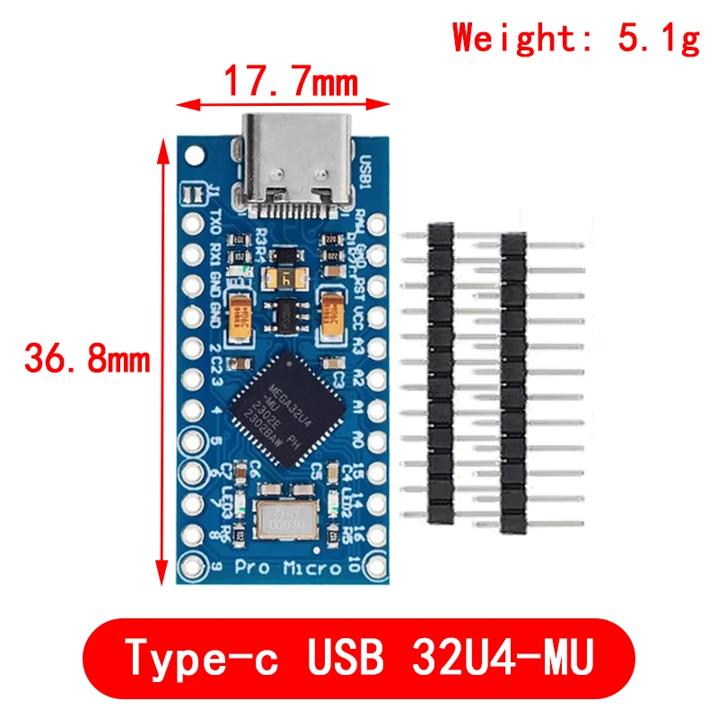 Pro Micro ATmega32U4 5V 16MHz Original Chip Replace ATmega328 For Arduino Pro Mini With 2 Row Pin Header For Leonardo UNO R3