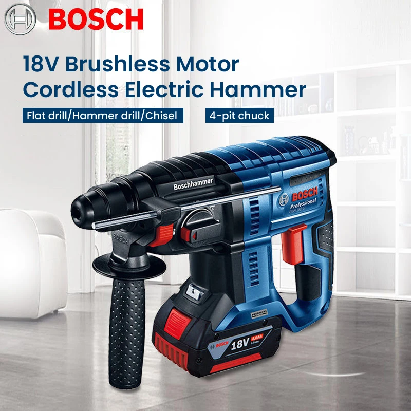 

Bosch GBH 180 Cordless Electric Hammer Brushless Motor Professional Rechargeable Rotary Hammer Kit Flat Drill Hammer Drill Chise