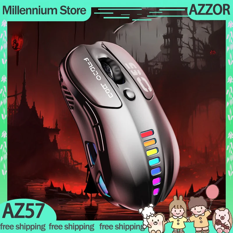 AZZOR AZ57 Mouse 3Mode 2.4G Wireless Bluetooth Mouse Lightweight Office Gaming Mice PAW 3311 Accessory Laptop Custom Mouse Gifts