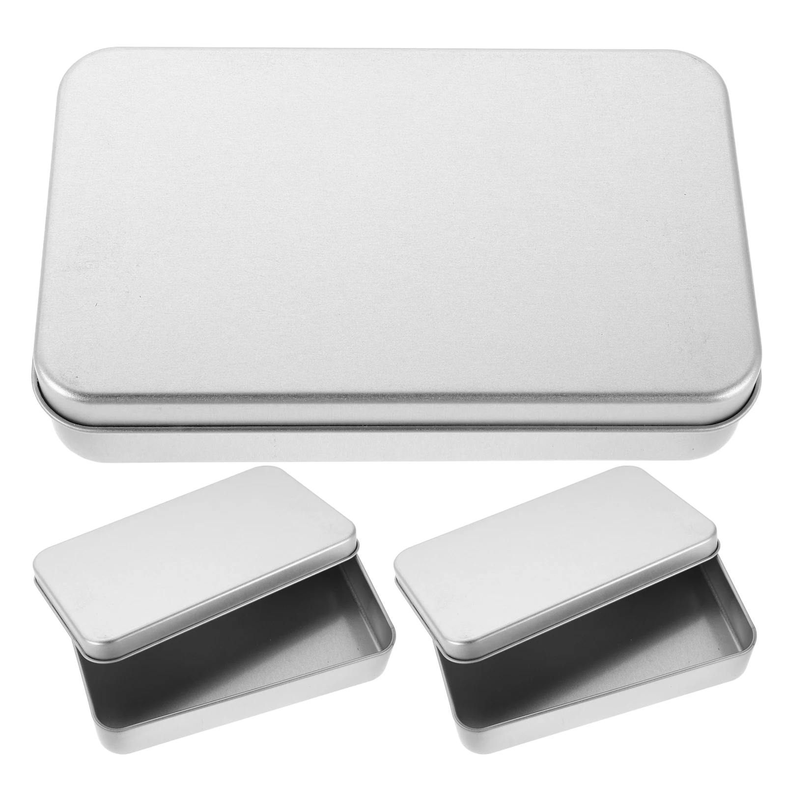 

3 pcs Cash Storage Box Metal Rectangular Secure Lid For Money Coins Jewelry Home Office Travel Organization Multipurpose Tool