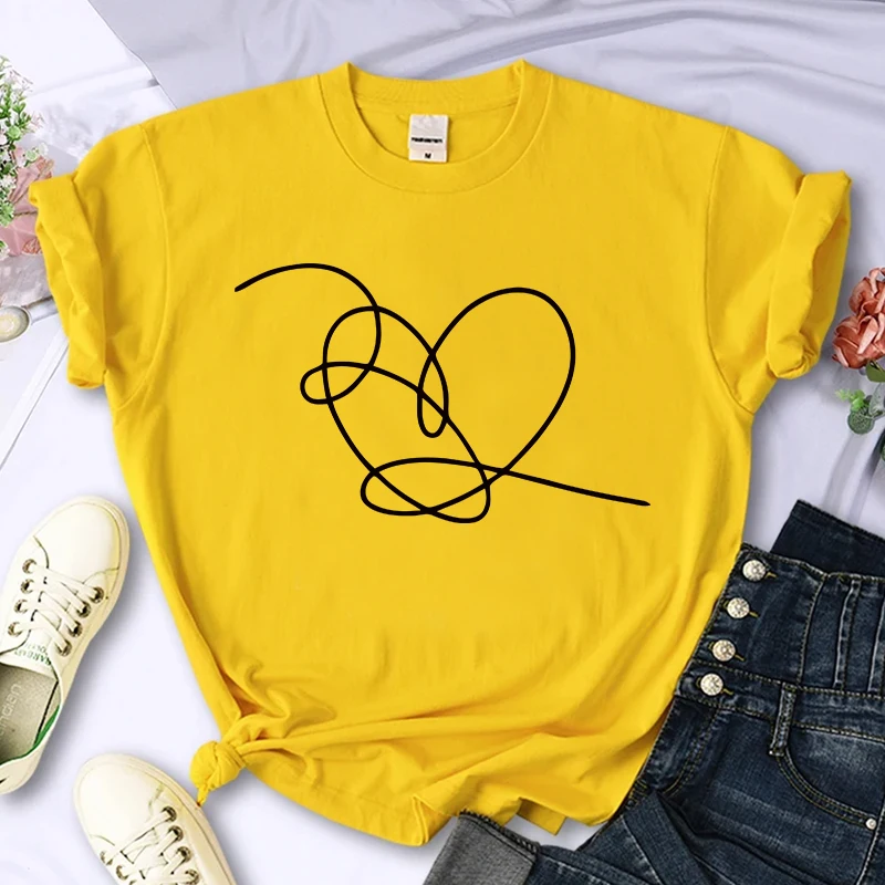 Love Yourself Heart Shirt Scheur T-shirt Hart Tee Dames T-shirts T-shirts met korte mouwen Streetwear Casual Tops