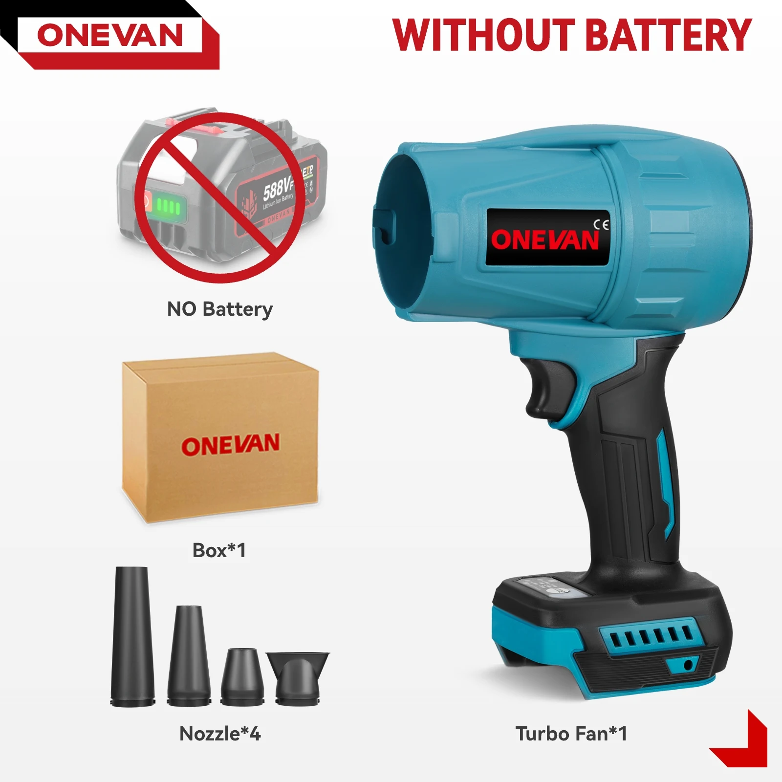 ONEVAN 3500 W Bürstenlosen Elektrischen Turbo Gebläse Cordless Handheld High Power Gebläse Schnee Staub Blasen Für Makita 18 V Batterie pin