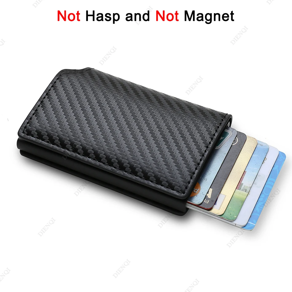 Carbon Fiber Credit Card Holder Wallets Men Brand Rfid Black Magic Trifold Leather Slim Mini Wallet Small Money Bag Male Purses