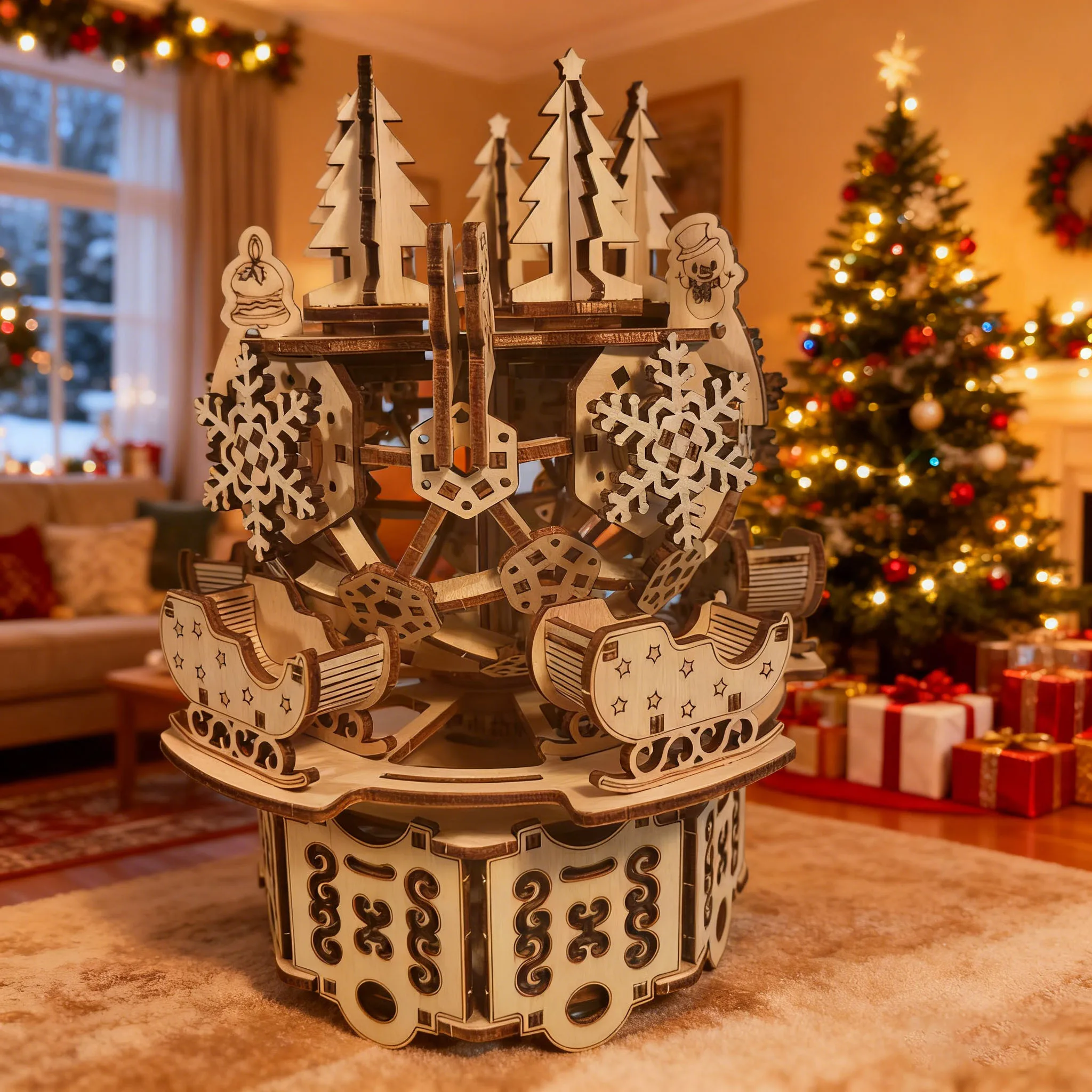 

3D Puzzle Christmas Music Box DIY Puzzle Wooden Building Blocks Model Kit Assembly Fun Set The Perfect Gift Festive Present