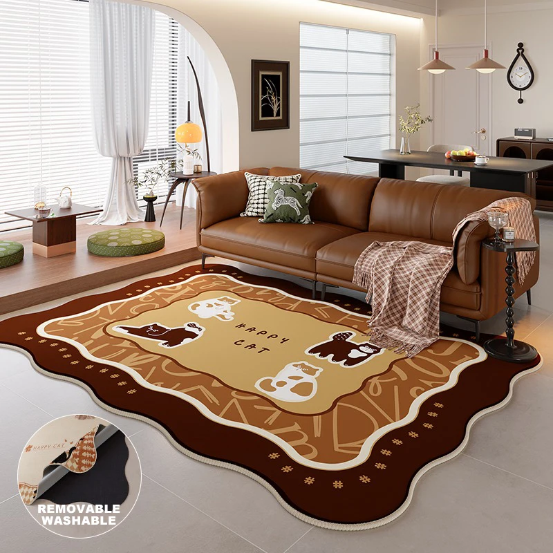 Double-layer Detachable Carpet Living Room Machine Washable Rug Cute Cartoon Animal Rugs Bedroom Large Area Short-pile Floor Mat