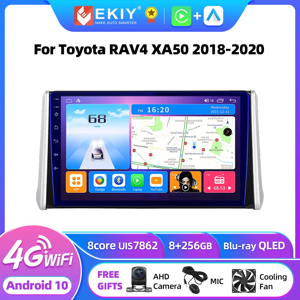 EKIY T7 QLED Android 10 Car Radio For Toyota RAV4 XA50 2018 - 2020 Multimedia Video Player Navigation GPS DVD Head Unit NO 2din