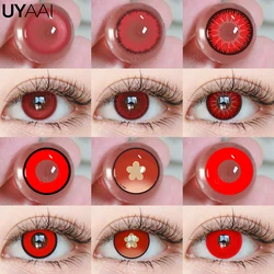 UYAAI 1 Pair Red Lenses Vampire Colored Lenses for Halloween Cosplay Eye Contacts for Hu Tao Anime Accessories for Chainsaw Man