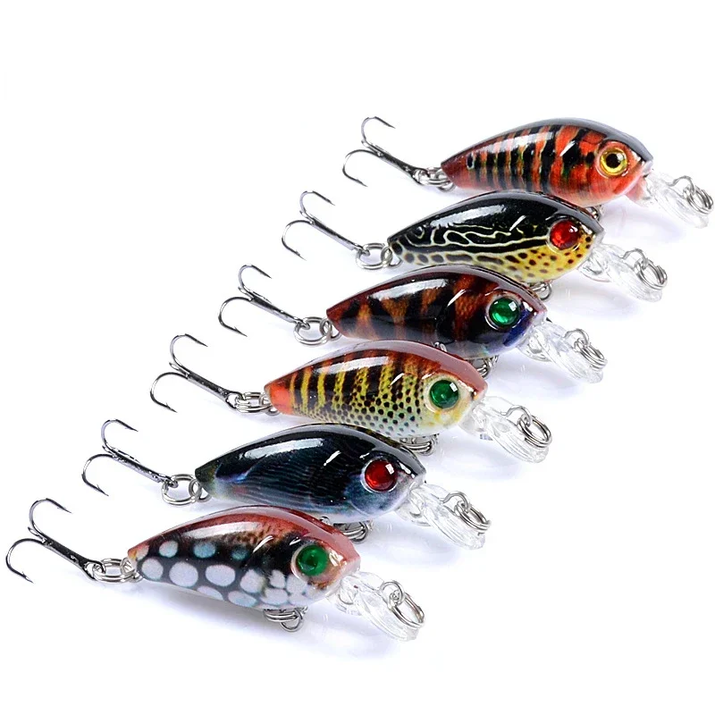 Multi-swim Bass Bait Artificial Hard Crankbait Top Water Swing Fish Crank Lures Fat Micro 4.5CM/4G Noise Retarding Plastic Baits