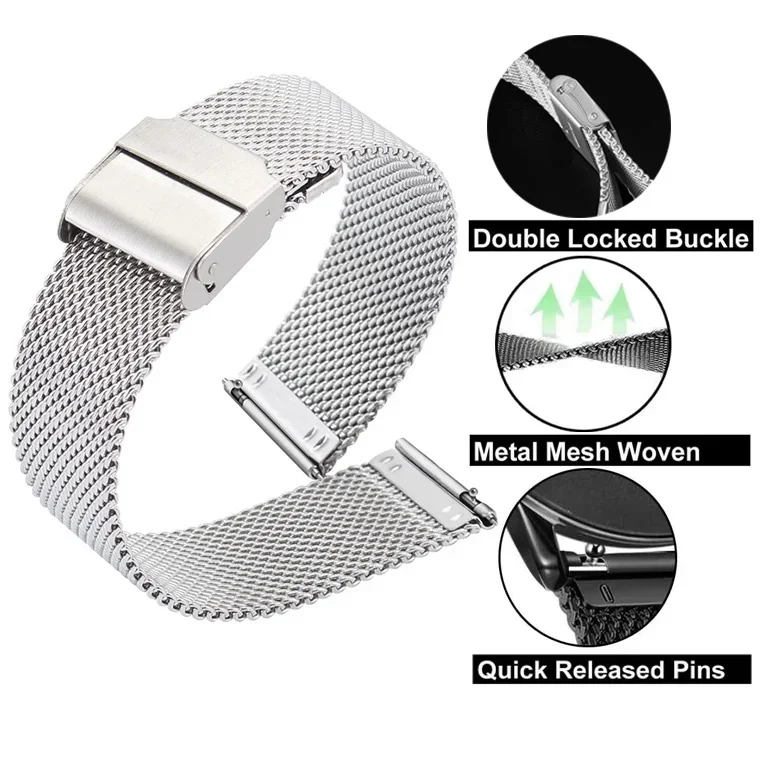 20/22mm Metal Strap for Huawei Watch GT 4 GT3 46mm Samsung Galaxy Watch 6 5 7 Amazfit GTS GTR Stainless Steel Bracelet Wristband