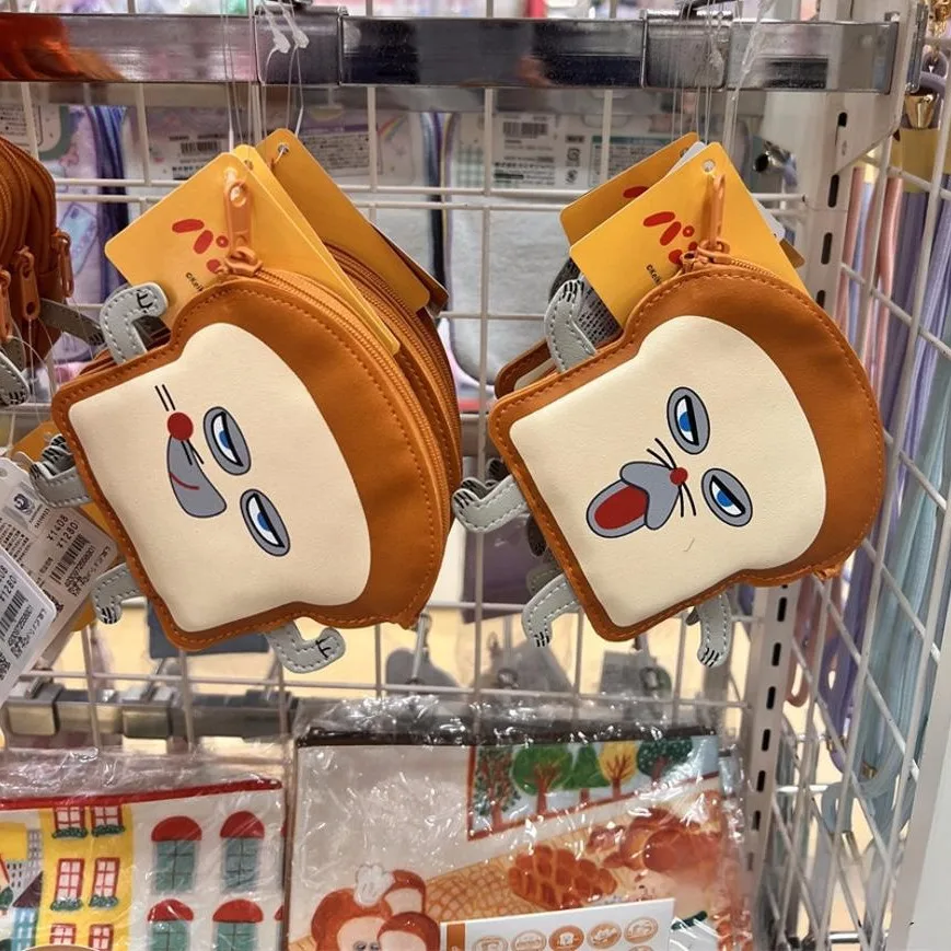 

Summer Cartoon Cute Pan Dorobou Toast Style Portable PU Change IC Card Bag New Girl Lipstick Headphone Storage Clutch Bag Gifts