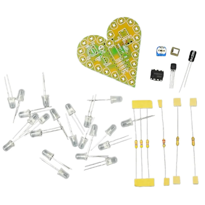 Elektronik-Bausatz, herzförmiges Atemlicht-Set, DIY-Atemlicht-Teile, elektronisches Übungsboard, elektronisches DIY – Detail 2