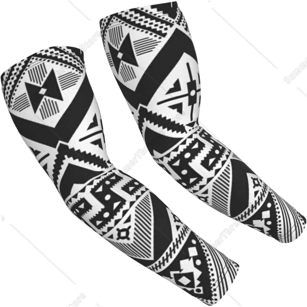 

Рукава с защитой от ультрафиолета и солнца, этнический черный, белый цвет, спортивный чехол с геометрическим рисунком для бега, бейсбола