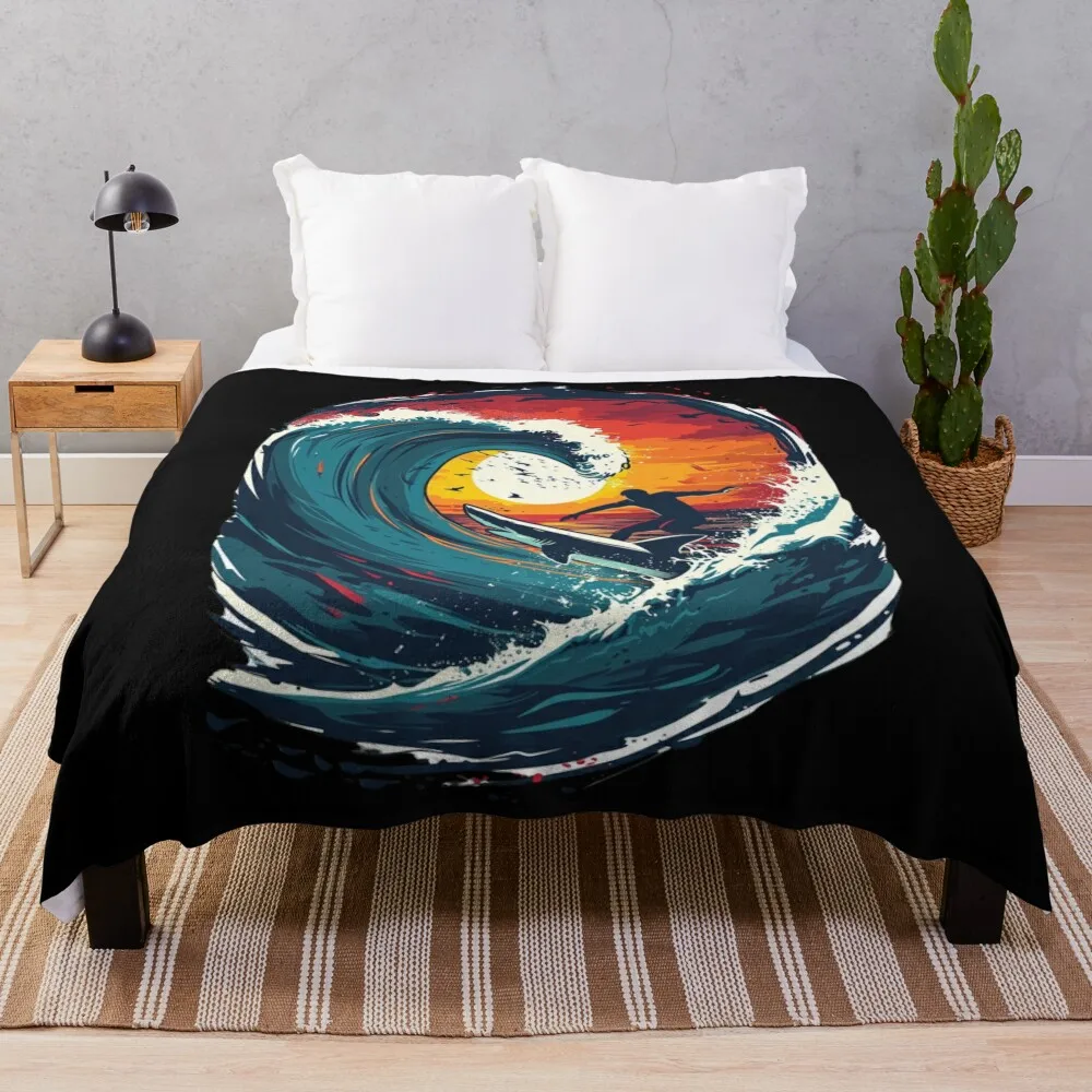 Ride the Waves Surf-Inspired Print-on-Demand Collection Throw Blanket Plaid christmas decoration Fashion Sofas Heavy Blankets