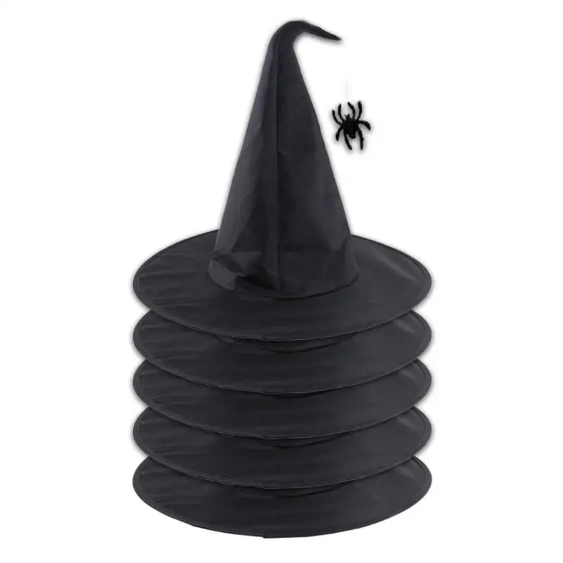 31BB Halloween Party Witch Hats Spiders Golden Pointed Hat Cosplay Accessory Unique Witch Hat Bucket Hat Accessories