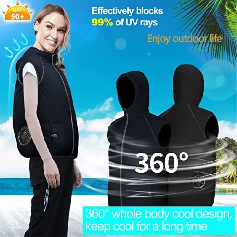 Summer Sport Fan Air Condition Cool Man Woman Travel Ultralight Brand Outdoor Vest Clothes Jacket Sun Windbreaker Fishing Worker