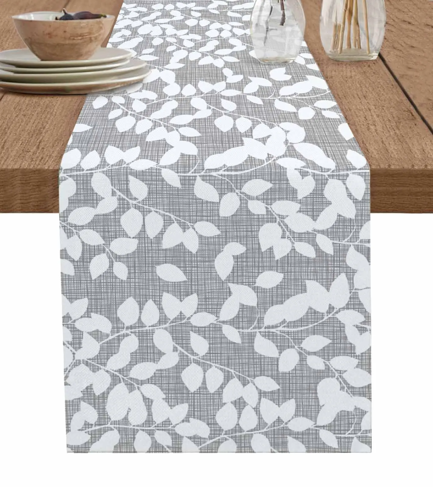 Overlay Van Bladeren En Planten Tafelloper Decoratie Home Decor Eettafel Decoratie Tafeldecoratie