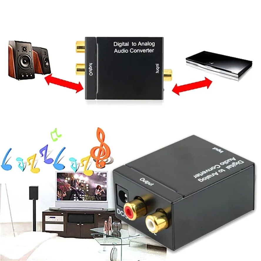 ADC Analog To Digital Audio Converter RCA to Optical Toslink Audio Adapter Analog Digital Fiber Toslink Coaxial Audio Converter