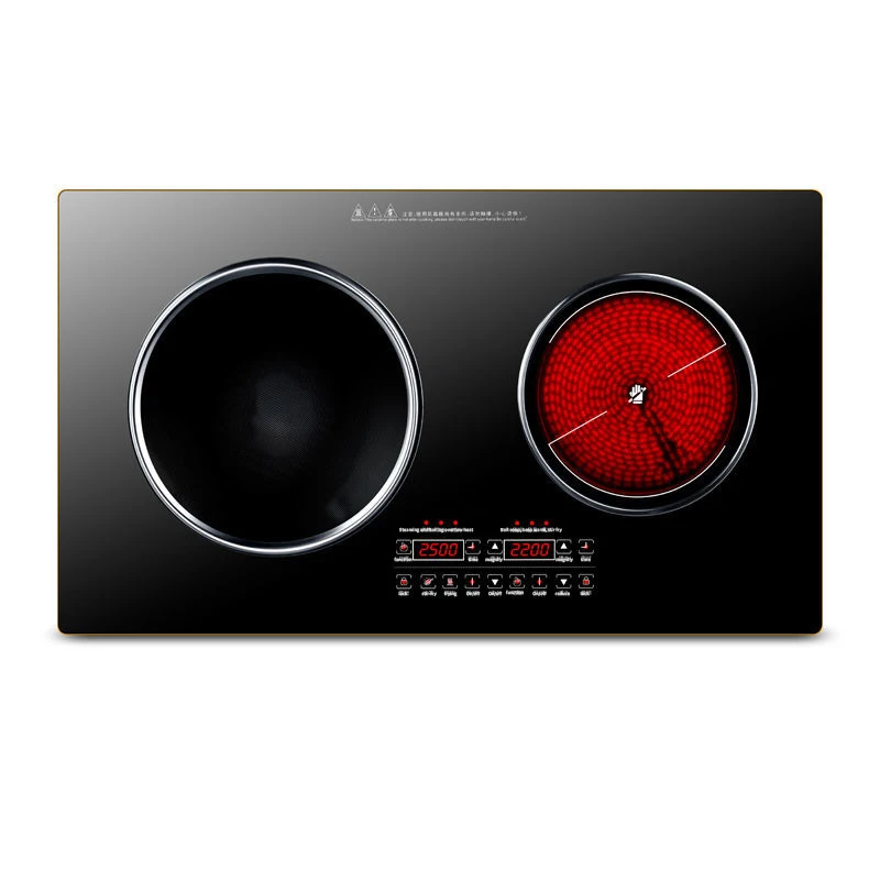 Touch Control 2200w Commercial Induction Cooker Double Head Built-In Electric Ceramic Stove