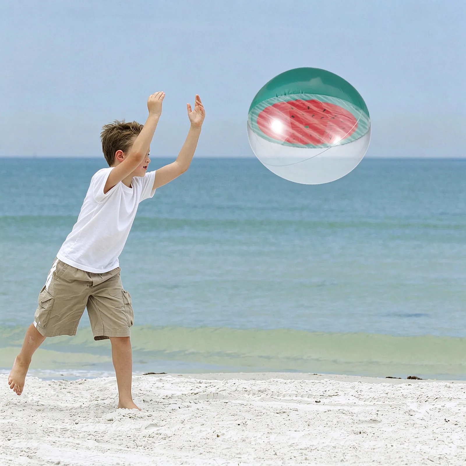 3D Watermelon Inflatable Beach Ball – UV-Resistant, Waterproof, Fast-Inflating PVC Ball for Beach, Pool & Garden