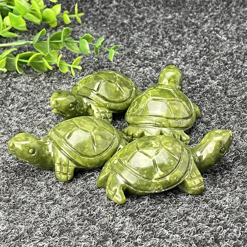 

1PC Natural Cute Green Jade Hand Carved Turtle Polished Jade Crystal Fashion Craft Animal Home Decor Gift