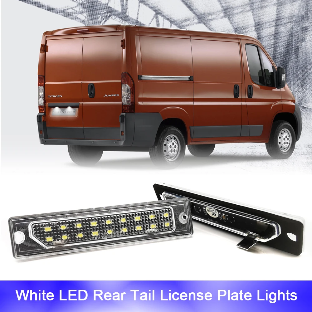 For Fiat Ducato Peugeot Boxer Manager Citroen Jumper Relay Bus Box LED Behind License Number Plate Lights No Error Stop Reverse