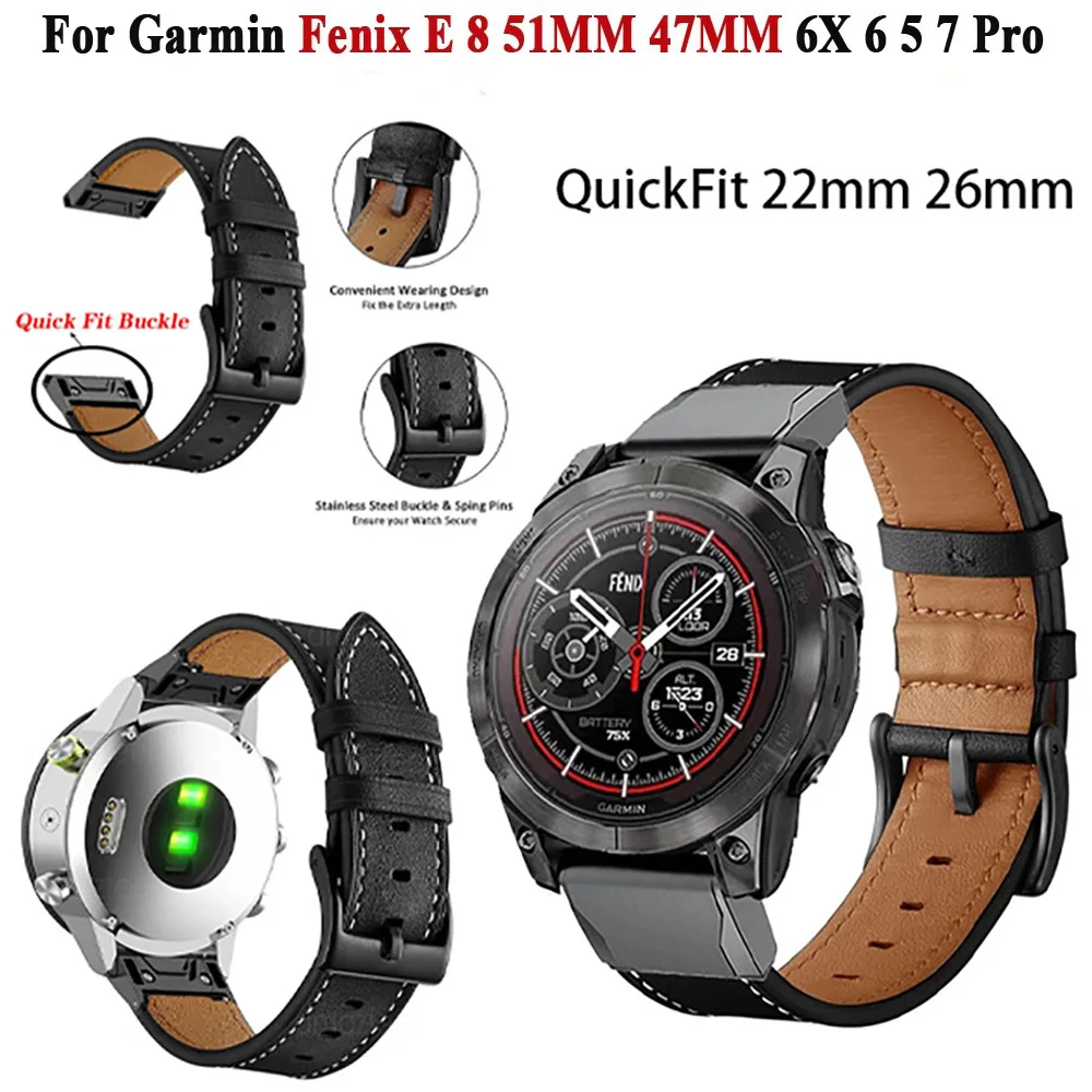 QuickFit 22 мм 26 мм спортивный ремешок для часов Garmin Fenix8 E Fenix8 47 мм 51 мм / Enduro 3 браслет из искусственной кожи Fenix 7X 6 5 Plus