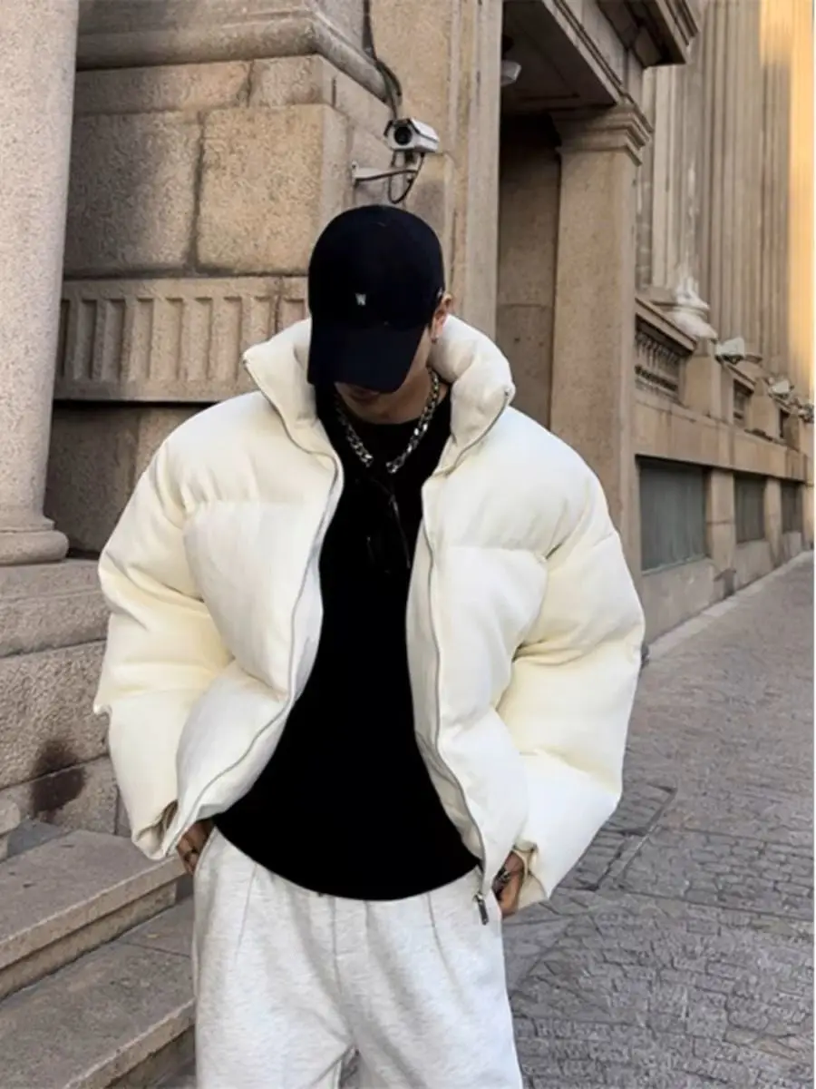 American stand up collar bread jacket cotton coat winter thick coat trendy brand men's and women's cleanfit warm cotton coat
