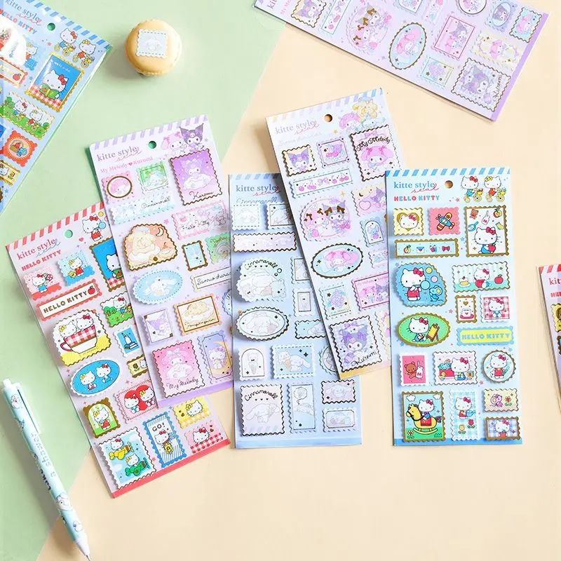 النمط الياباني الكرتون مرحبا كيتي ملصقات الإبداع الساخن ختم Stamps ملصق الكمبيوتر جراب هاتف الديكور هدايا الطلاب