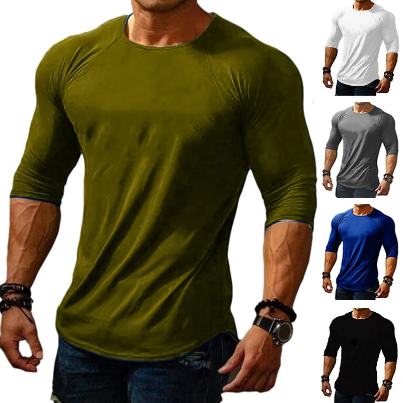 2023 New Men\'s O Collar Long Sleeve T Shirt Solid Spring Casual Mens Top High Quality Male Tops Clothes Men\'s T-shirts