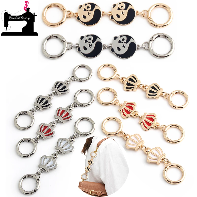 

2/5/20PCS 12.5-13cm Panda/Crown Shape Bag Extension Chain With Spring Ring For Charm Shoulder Purse Extender Chain Accessories