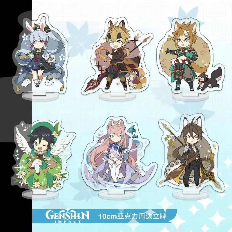 Mini Genshin Impact Acrylic Stand, Model Plate, Zhongli, Xiao Kazuha, Tartaglia, Diluc, Hutao, Ganyu, Cute Figures, Standing Hol